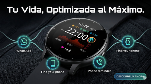 "Domina tu Día: El Equilibrio Perfecto" reloj inteligente como una herramienta esencial para la productividad y el bienestar.