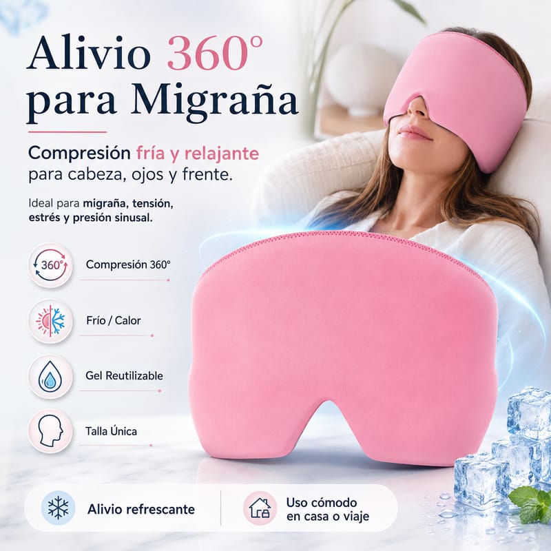 Mascarilla de gel frío para migraña y dolor de cabeza